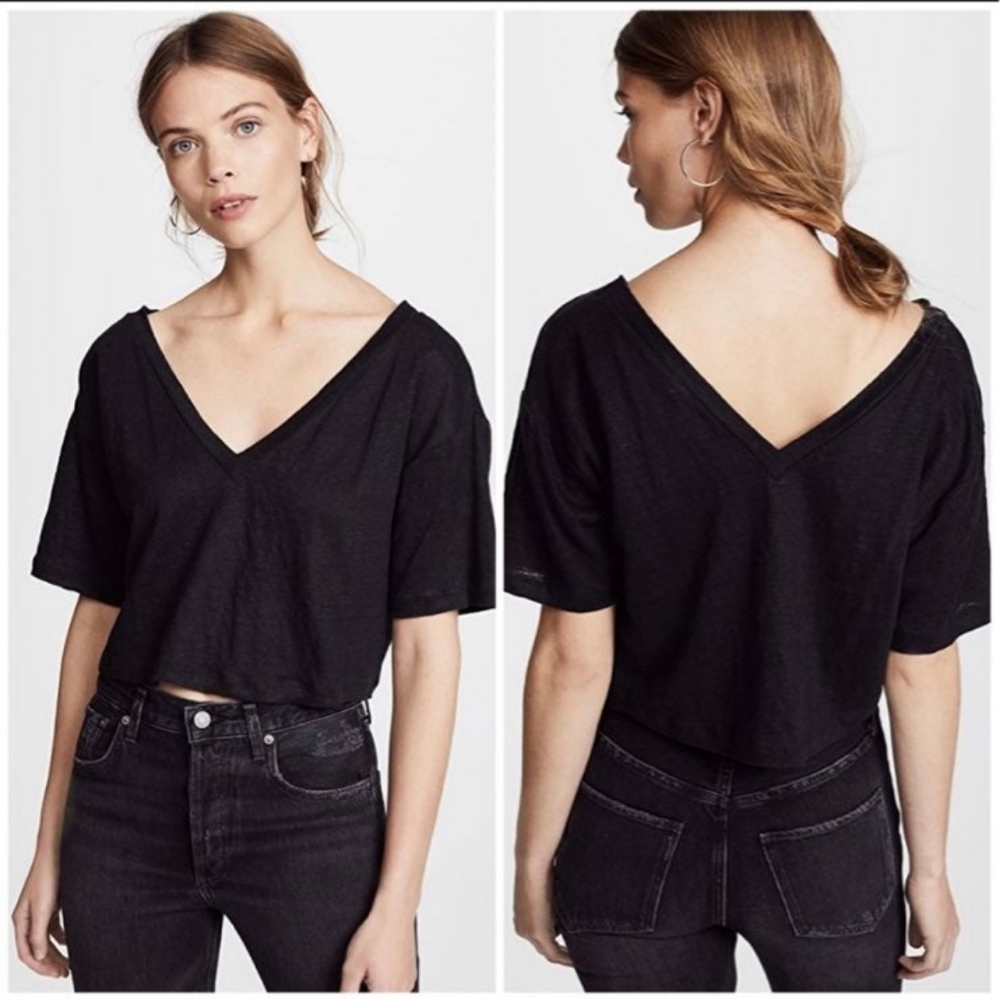 A.L.C. Connor Cropped Boxy Linen Tee